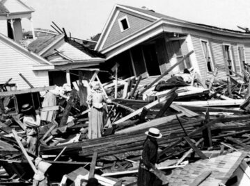 casa destruida por el huracán de galveston de 1900 foto en blanco y negro