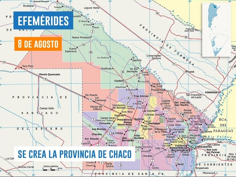 8 de agosto mapa de la provincia de chaco