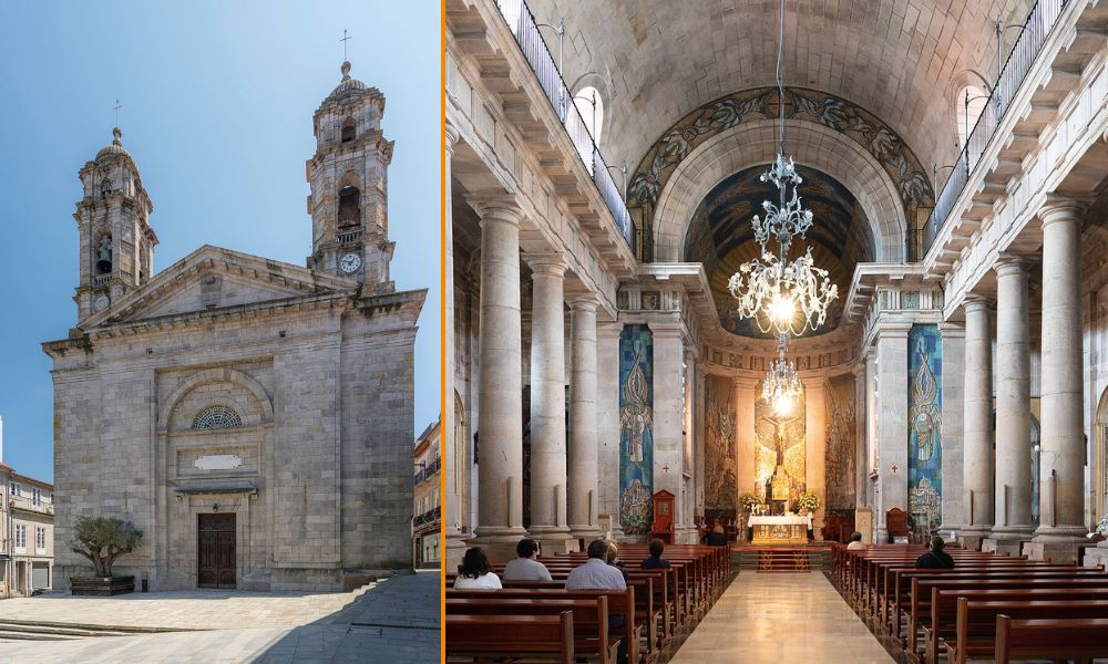 Concatedral de Santa María por fuera y por dentro, en Vigo, España