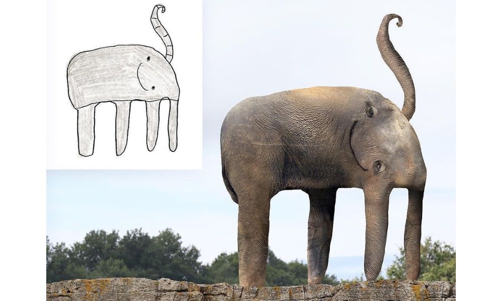 dibujos de niños hechos animales realistas. elefante