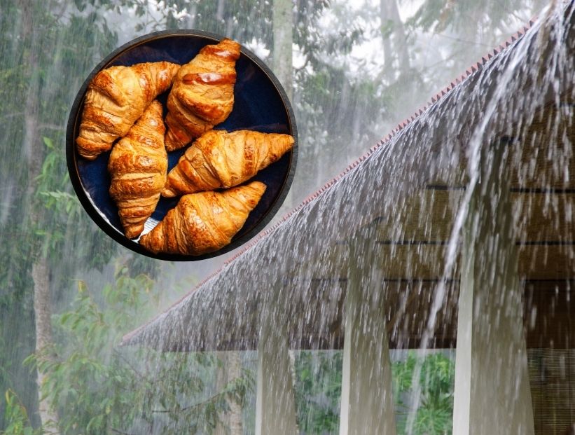 lluvia y un círculo con varias medialunas de manteca