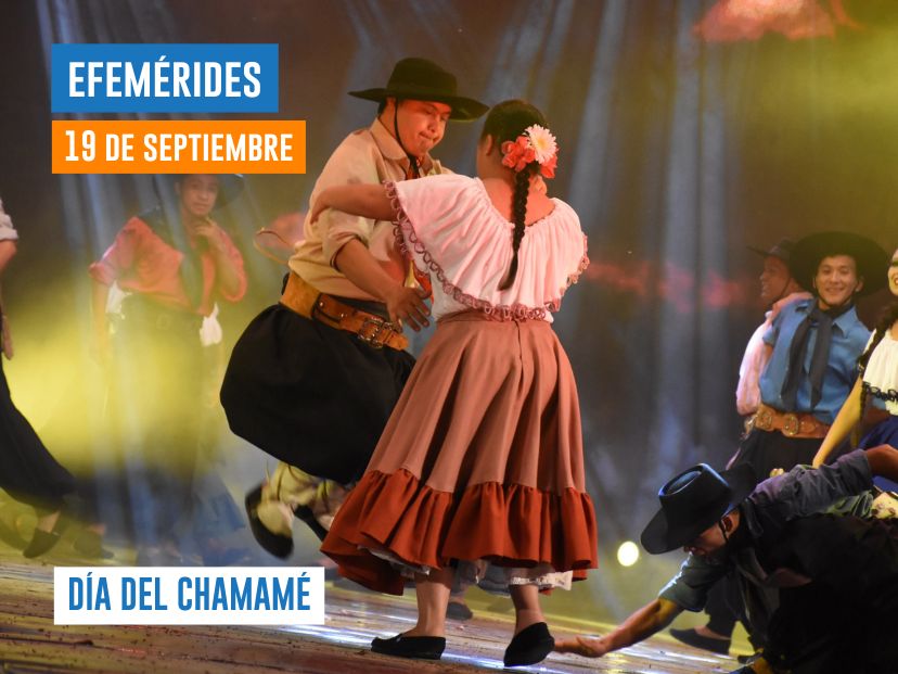 18 de septiembre día del chamamé persona con sindrome de down bailando en pareja en un escenario