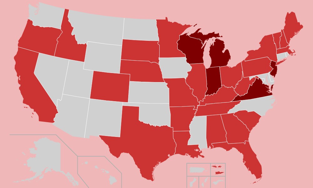 Estados que tienen al menos una localidad Springfield en Estados Unidos