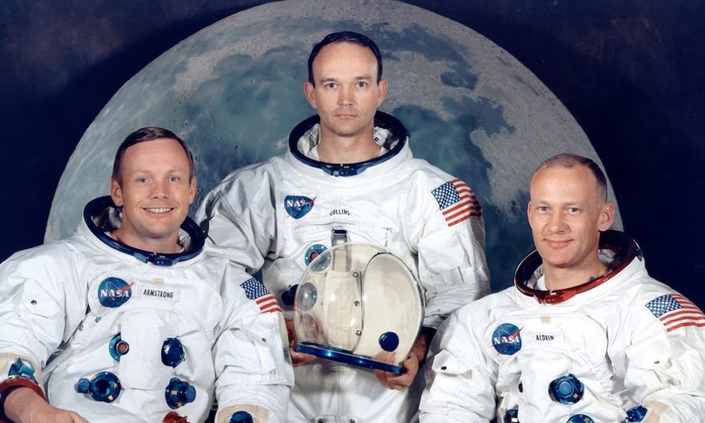 Neil Armstrong, Michael Collins y Buzz Aldrin, los tres astronautas de la misión Apolo XI