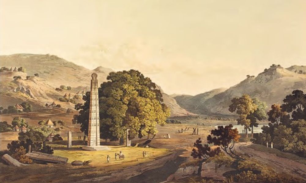 Foto antigua del Obelisco de Axum.