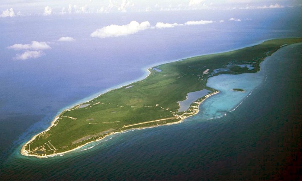 Vista aérea de la isla de Pequeño Caimán. 