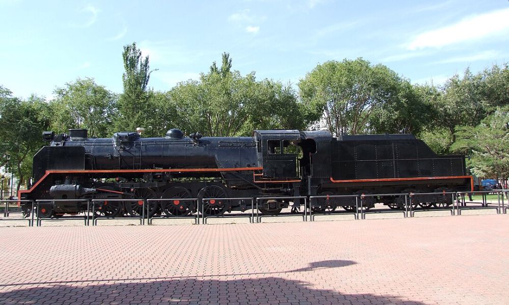 Locomotora Mikado en el Parque Lineal de Albacete. 