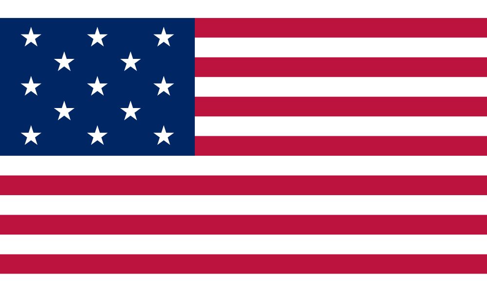 Segunda versión de la bandera de Estados Unidos, y la primera que incorporó estrellas. 