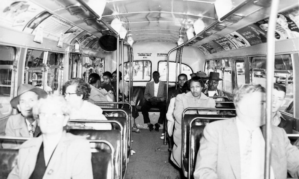 segregación racial adentro de un autobús, 1950