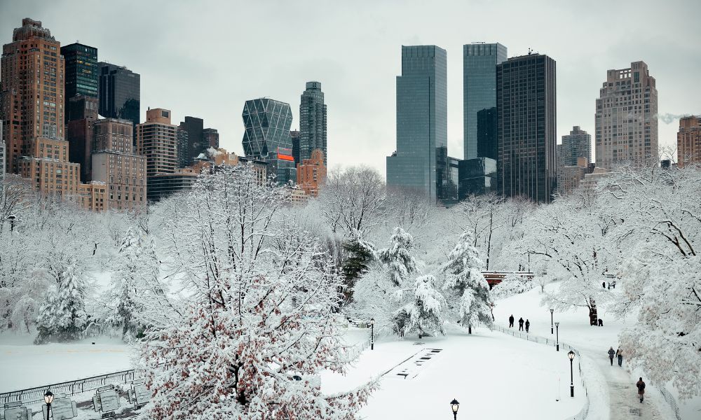 invierno en ciudad nueva york edificios