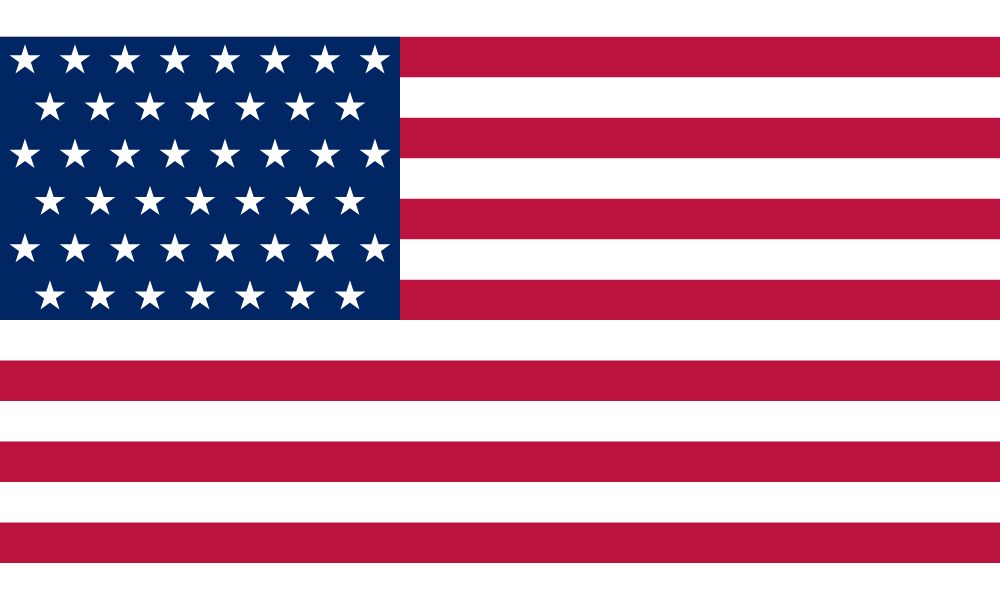 Versión de la bandera de Estados Unidos con 45 estrellas, vigente entre el 4 de julio de 1896 y el 3 de julio de 1908.