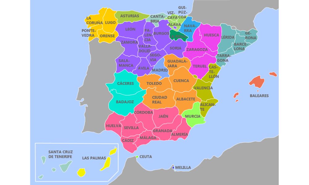 Mapa de provincias en España