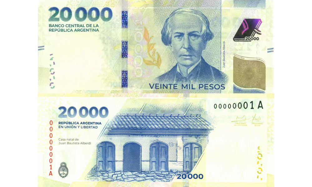 Juan Bautista Alberdi billete de 20.000