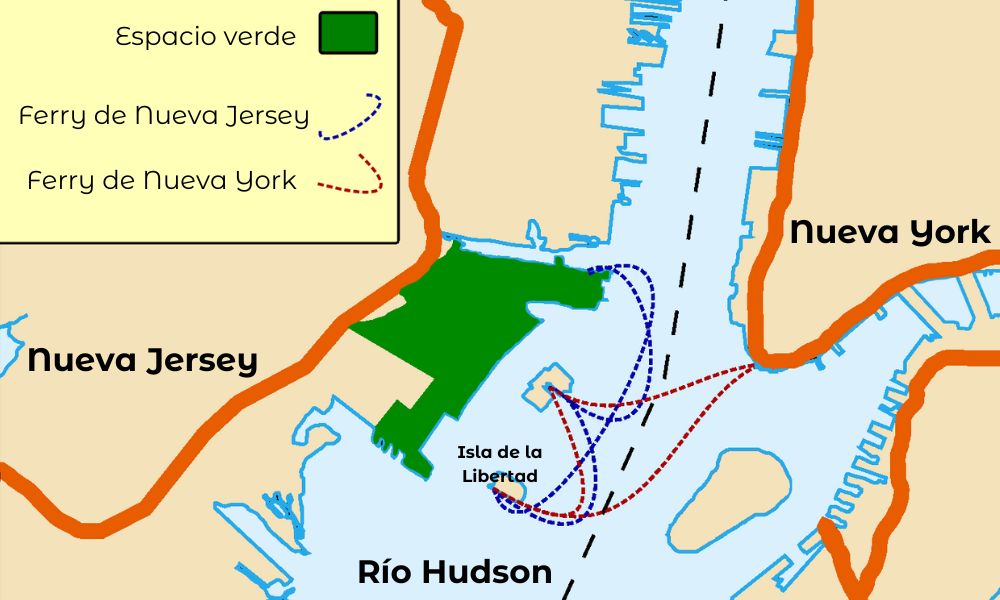 Mapa de la ubicación de la Estatua de la Libertad