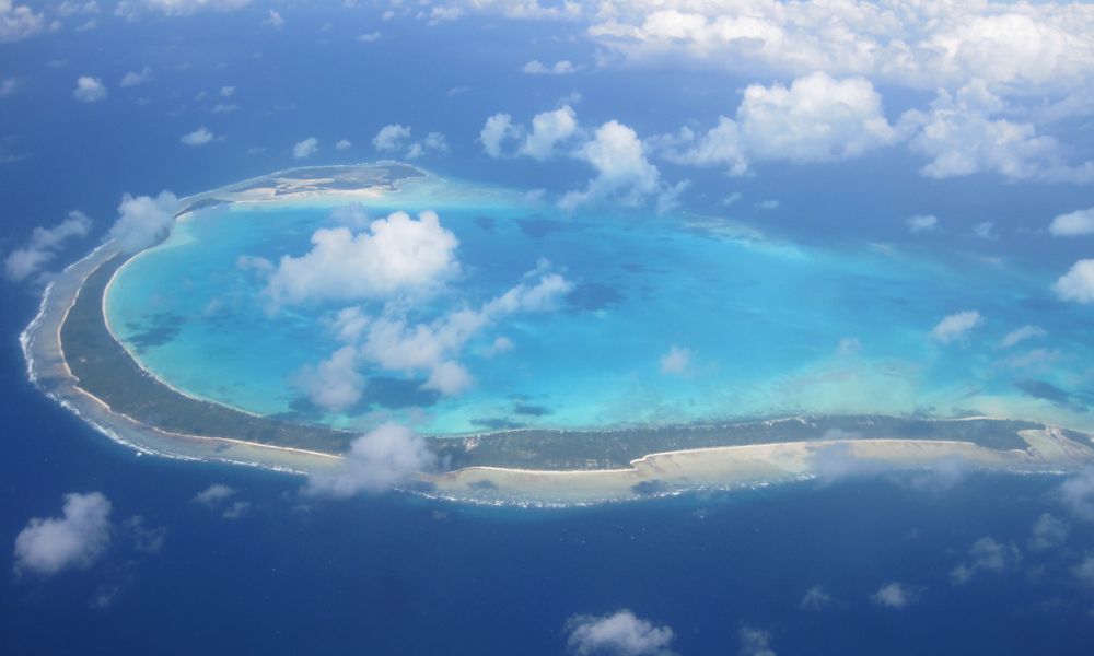 Vista aérea del primer país que recibirá el Año Nuevo 2025.