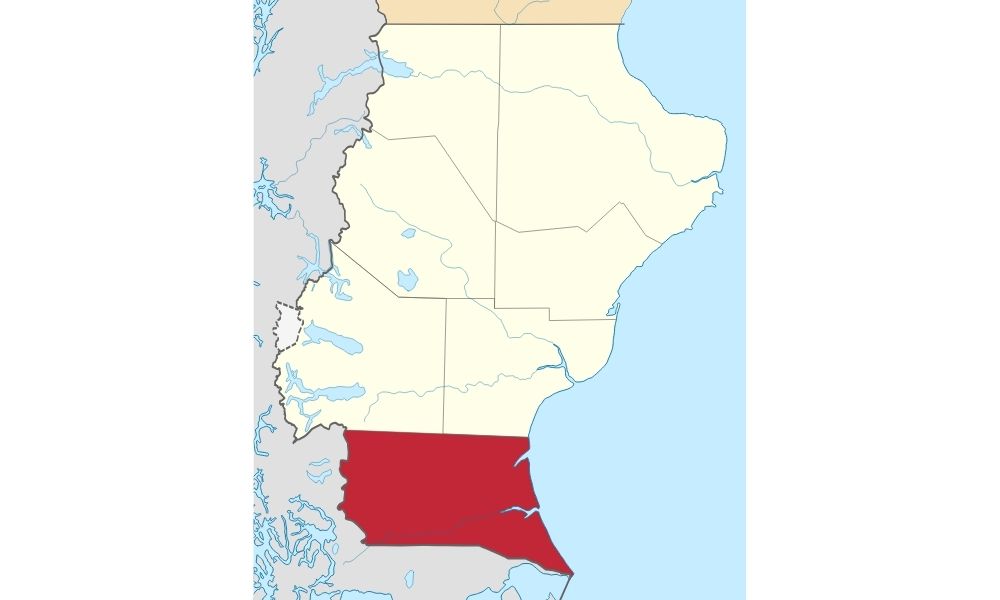 El departamento más austral de Argentina continental en un mapa.