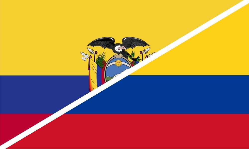 Banderas de Colombia y Ecuador