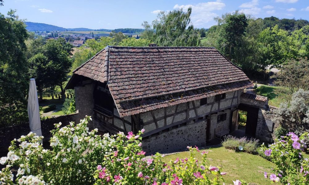 Paisajes del pueblo alemán Büsingen am Hochrhein.