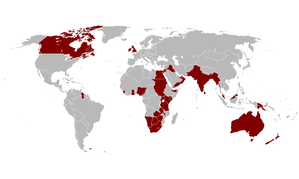 Mapa de las colonias británicas