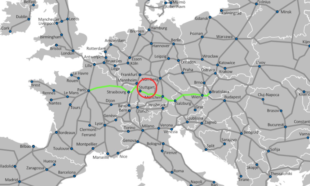 Línea central de transporte en Europa