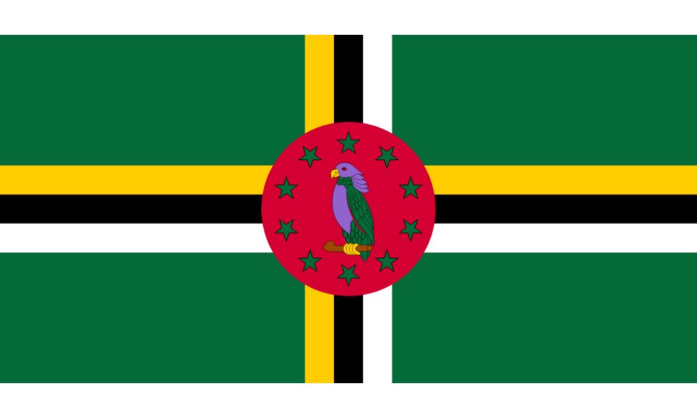 Bandera de Dominica con el color violeta.