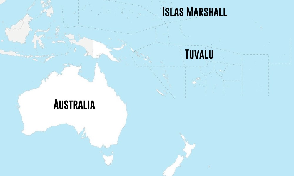 mapa países Oceanía