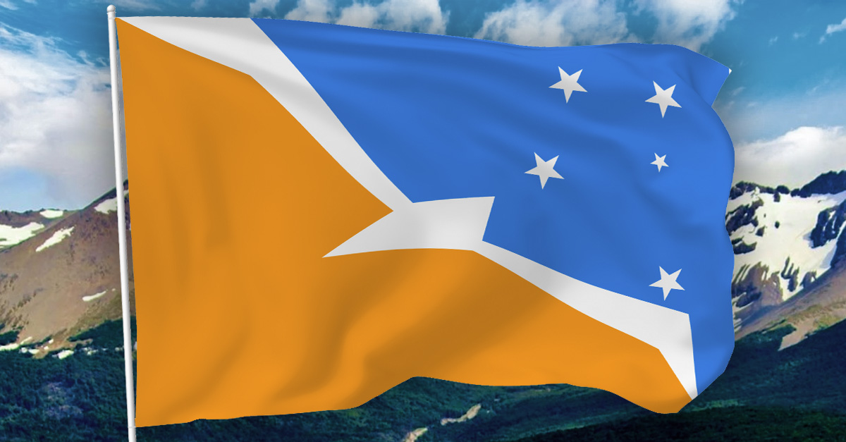Bandera De Tierra Del Fuego, La Argentina Stock de ilustración