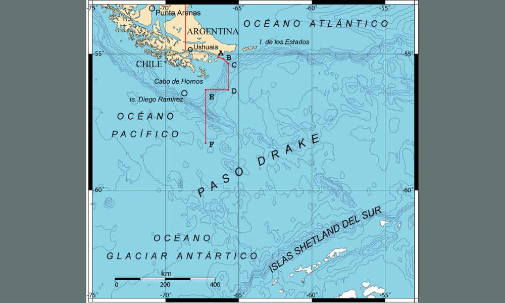 Paso Drake en el mapa.