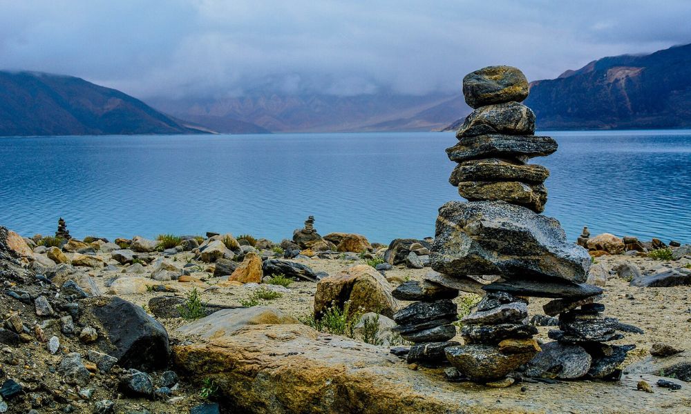 Aspecto del lago Pangong Tso.