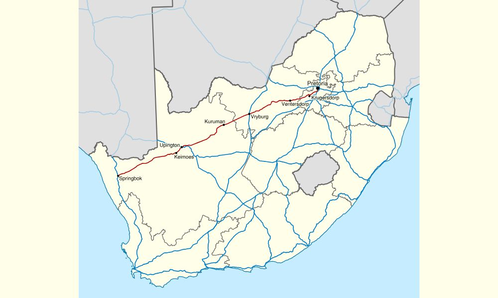 La Ruta N14 de Sudáfrica en toda su extensión.