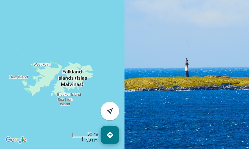 Islas Malvinas en el google maps