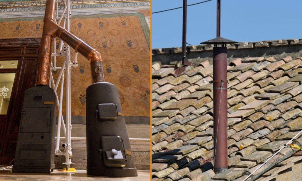 estufas y chimenea en la Capilla Sixtina durante el cónclave