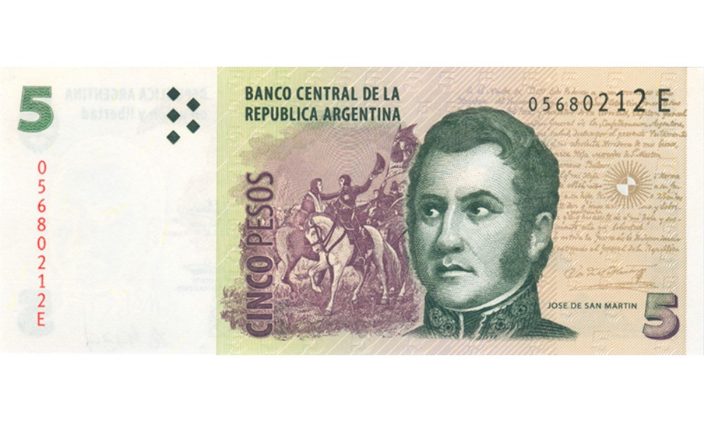 billete de cinco pesos de San Martín