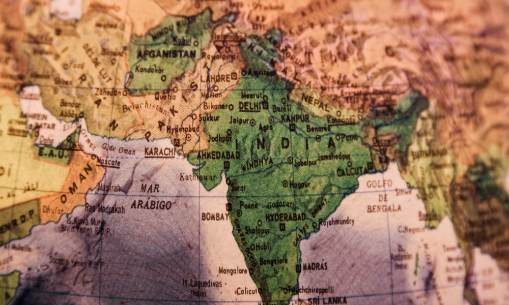 Mapa de la India y Pakistán