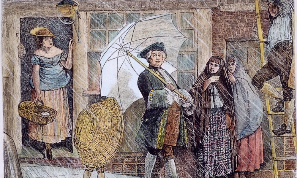 primer hombre de Londres en usar paraguas