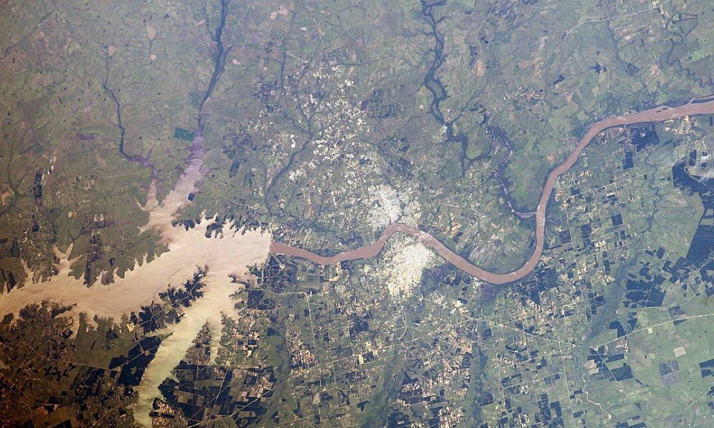 Imagen satelital del río Uruguay