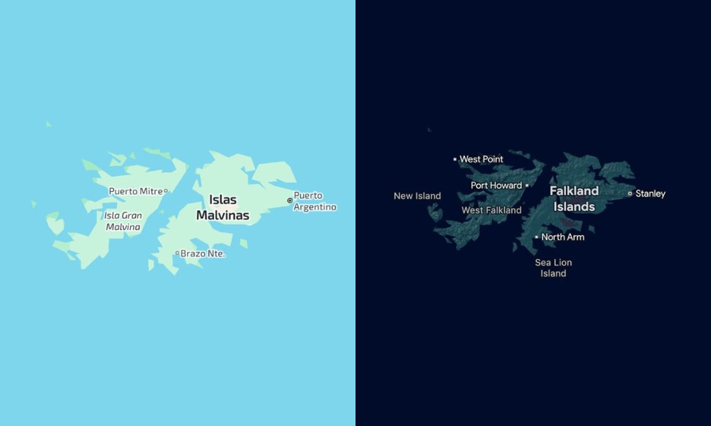 Islas Malvinas en Google Maps