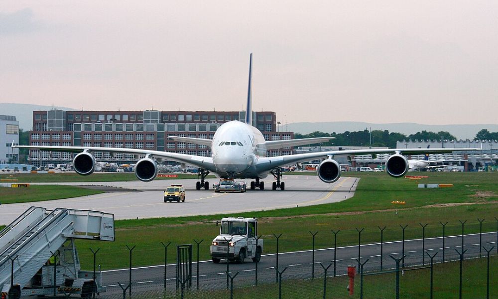 Aspecto del avión de pasajeros más grande del mundo.