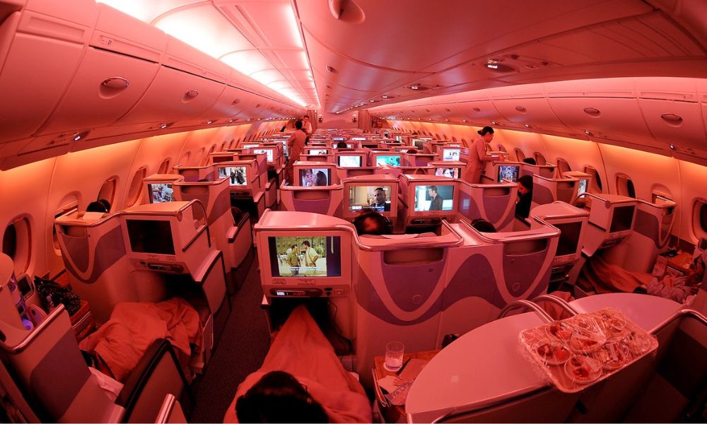 Interior del avión de pasajeros más grande del mundo.
