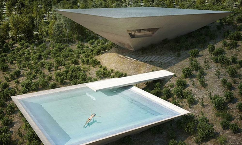 Casa con forma de pirámide invertida