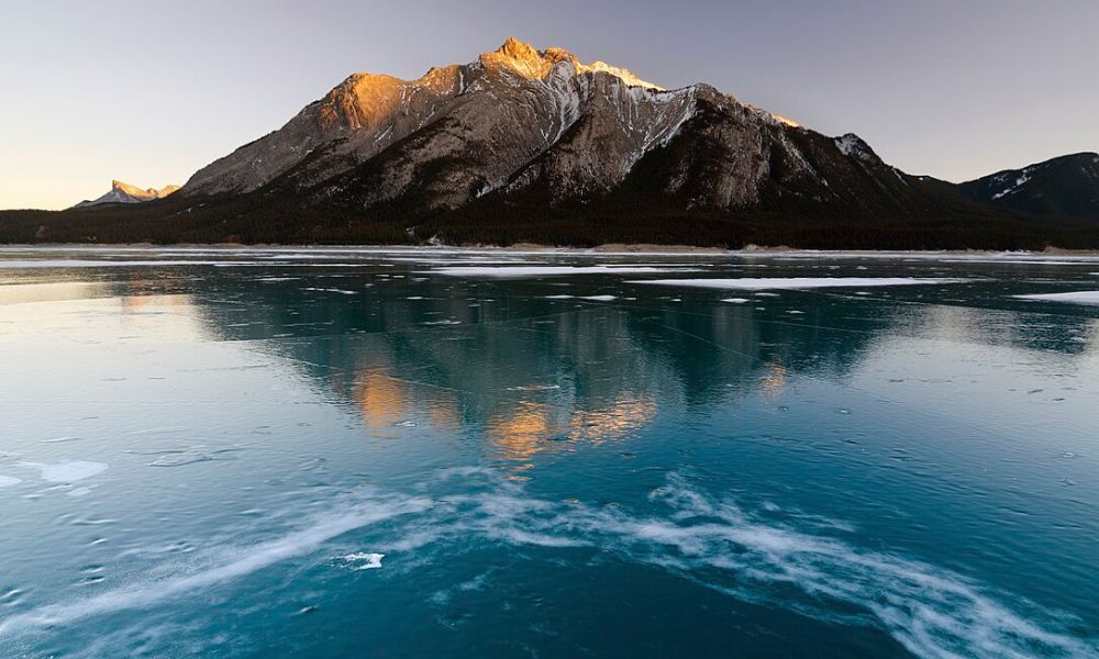 El Lago Abraham en invierno.