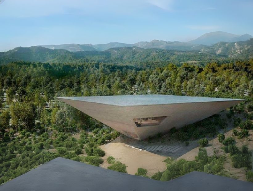Casa con forma de pirámide invertida