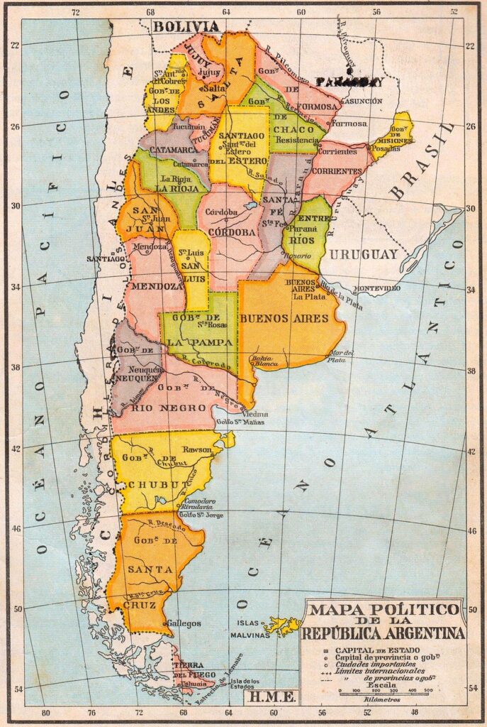Mapa de Argentina en 1940