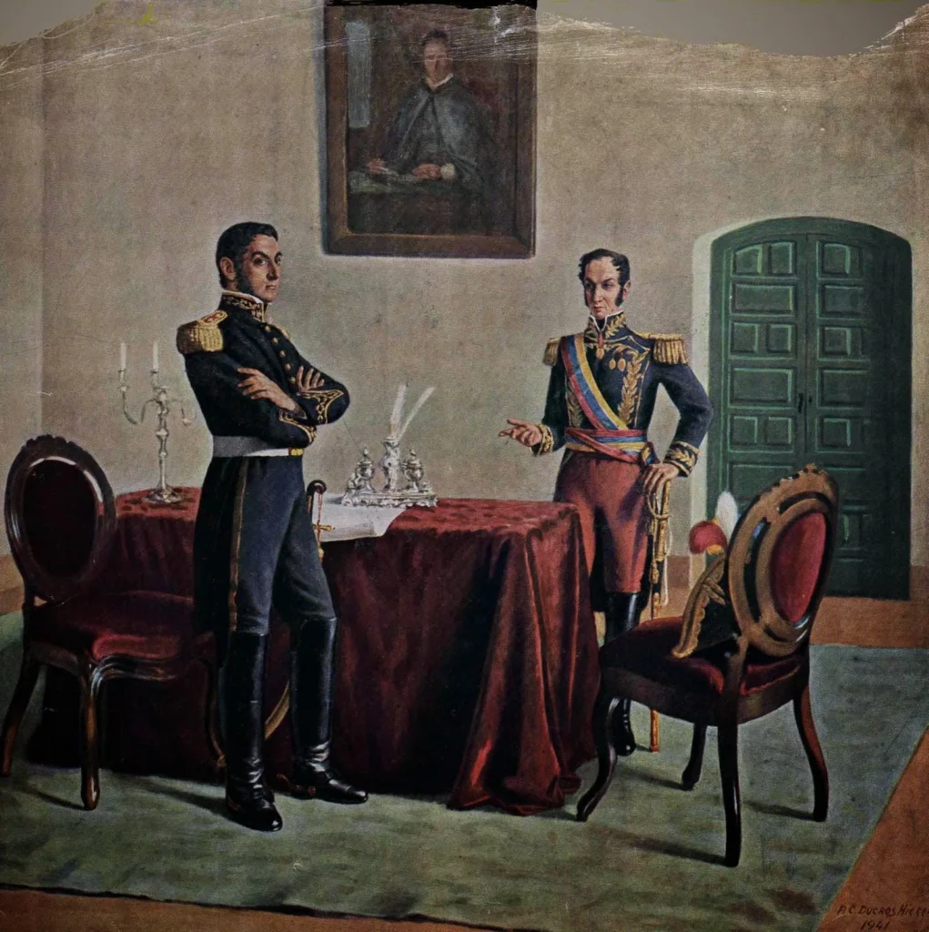 Reunión entre San Martin y Simón Bolívar