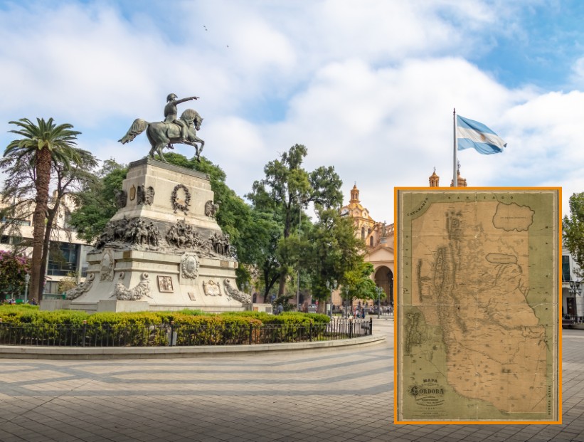 mapa de provincia de Córdoba Argentina del siglo XIX
