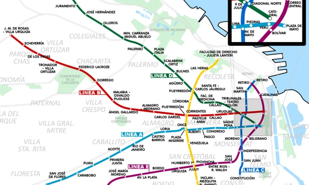 Estaciones con dos nombres del subte de Buenos Aires