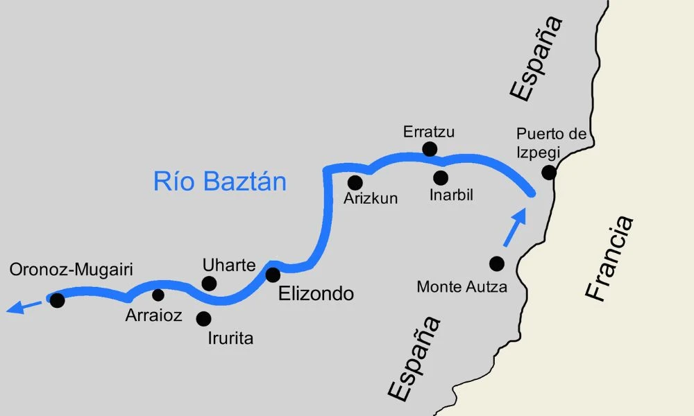 Recorrido del río Baztán.
