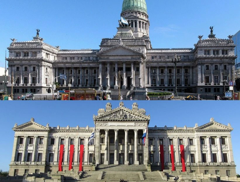 Palacios Legislativos de Argentina y Uruguay