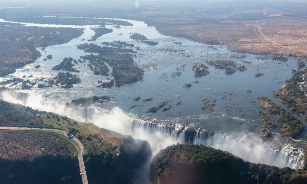 Vista aérea al río Zambeze.