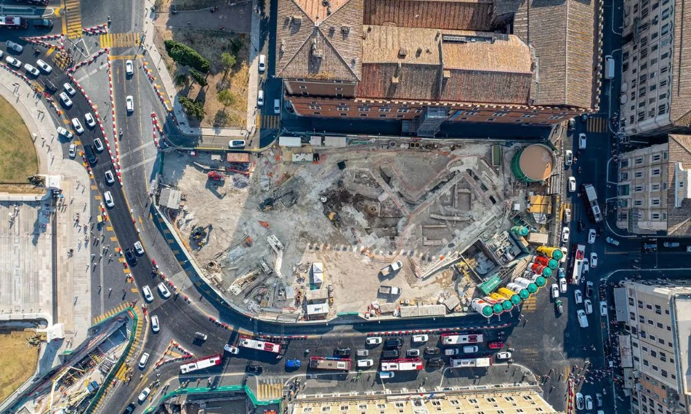 Vista aérea de las viviendas romanas.